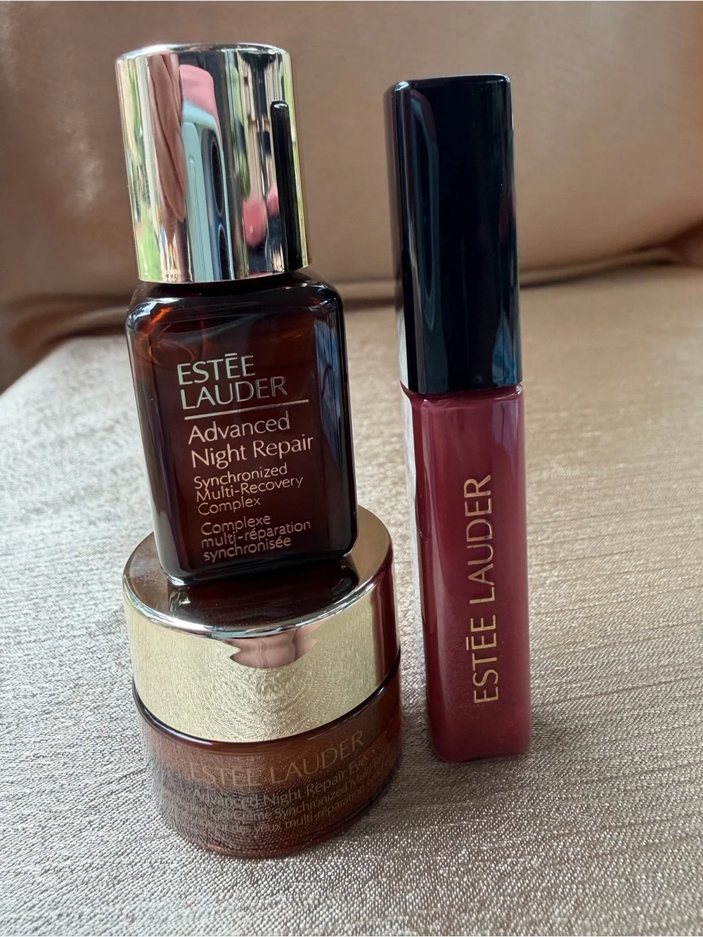 Estee Lauder Advanced Night Repair Trio with Rebellious Rose Lip Gloss